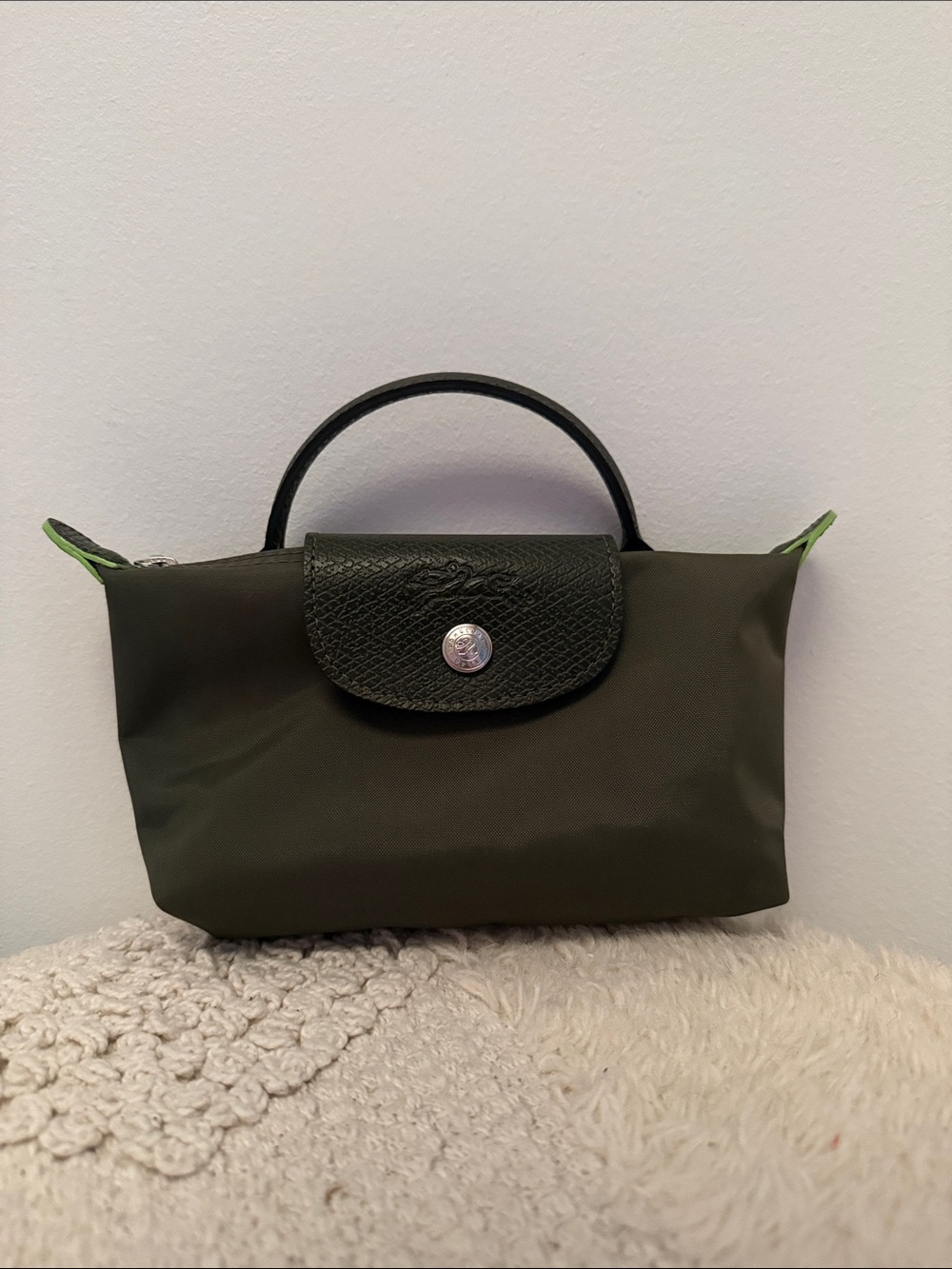 Longchamp small Le Pliage Green Pouch